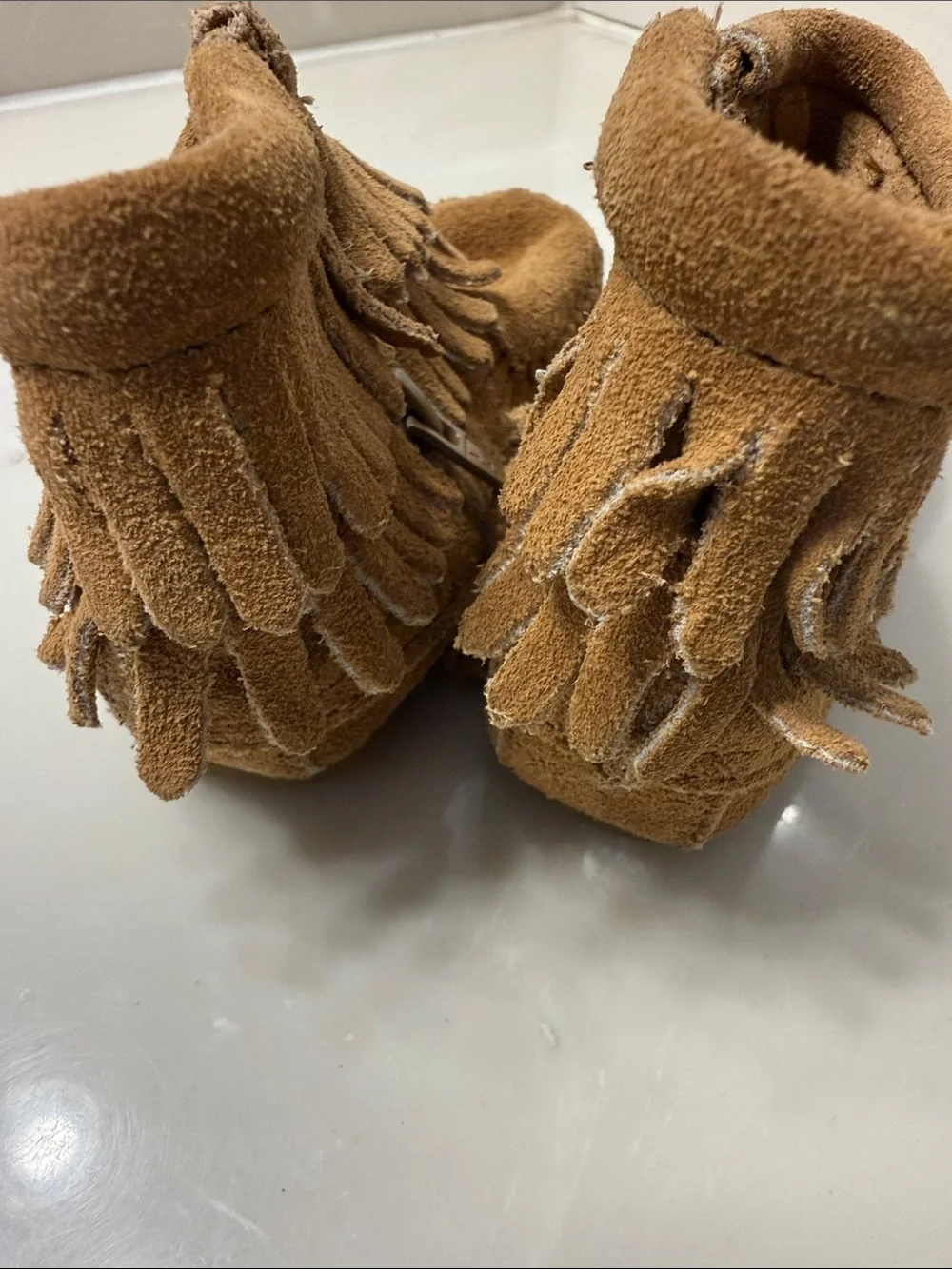 Minnetonka Kids Brown Suede Fringe Moccasins